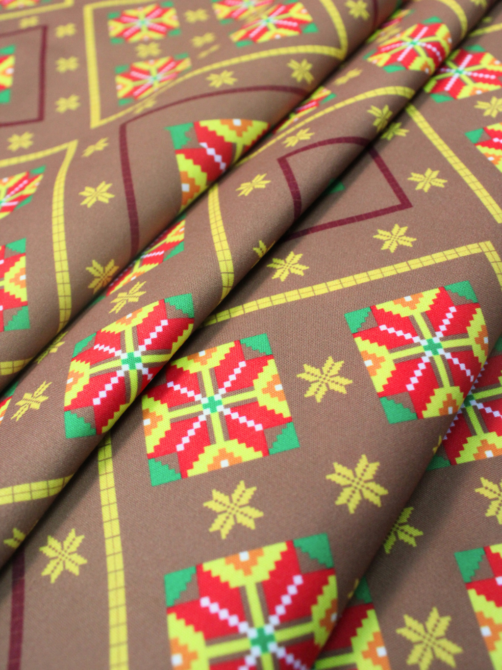 Murut Fabric - Brown Geometric